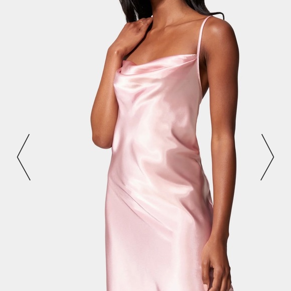 Bebe SATIN COWL NECK SLIP MIDI DRESS Small - Picture 2 of 7